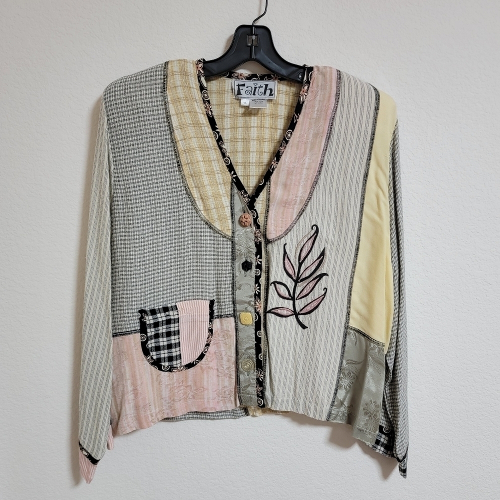 🤍 Vintage Faith Multicolor Patchwork Jacket